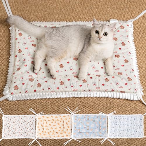 Reversible Silent Cat Bed Self Warming Pet Pad Thin Style Mat Washable Cushion Pad, Pad for Window Perch Outdoor Cat Houses, for Cats, Small Dogs, Rabbits, Non Electric,(Red Puppy,S) - color: Red Puppy, size: Small