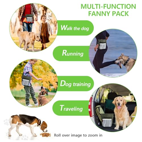 kissleaf Dog Treat Pouches for Pet Training with Magnetic Closure Treat Pouches for Pet Training,Large Dog Treat Training Pouch and Dog Clicker,Training Treat Pouch Built-in Poop Bag Dispenser-Green - color: Green