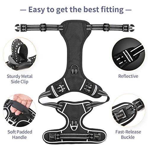 HEELE Dog Harness Dog Harness Small Dog No Pull Harness with Soft Handle Reflective Harness Adjustable, Black, S - color: Black, size: S