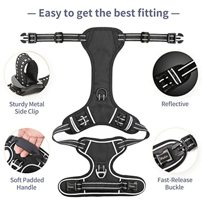 HEELE Dog Harness Dog Harness Small Dog No Pull Harness with Soft Handle Reflective Harness Adjustable, Black, S - color: Black, size: S