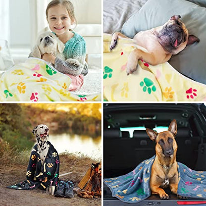 Dono 1 Pack 6 Blankets Soft Fluffy Cute Paw Pattern Fleece Pet Blanket Warm Sleep Mat Cute Print Design Puppy Kitten Blanket