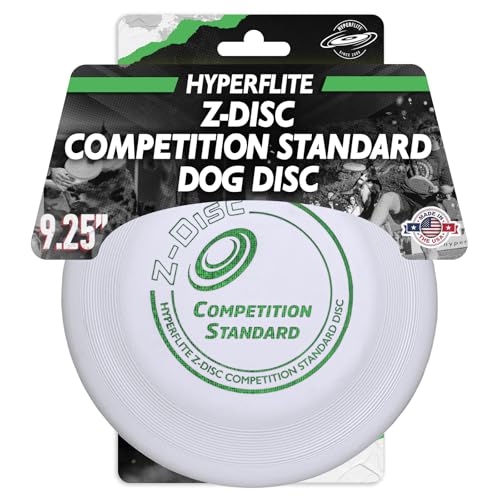Hyperflite Z-Disc Competition Standard Dog Disc for Dogs (9.25″) | Discs Toys for Outdoor | X-Flash Ultra-Long Flights | Made in The USA | Champions Standard Plastic | 110 Grams | White