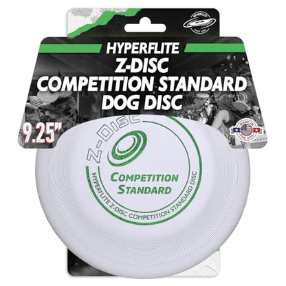 Hyperflite Z-Disc Competition Standard Dog Disc for Dogs (9.25″) | Discs Toys for Outdoor | X-Flash Ultra-Long Flights | Made in The USA | Champions Standard Plastic | 110 Grams | White