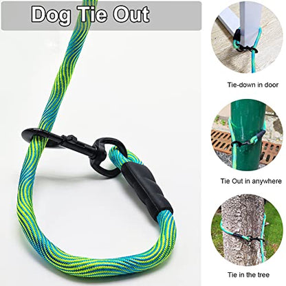 8ft 12ft 20ft 30ft 50ft 75ft Dog Tie-Out Long Tether Rope Leash, Outdoor Yard Leash- Large Medium Small Dogs Training, Playing, Camping, Backyard (Green, 12 Foot) - color: Green, size: 12 Foot