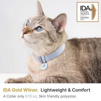Safety Cat Collar Pro - U.S. IDA Gold Awarding Design, Elastic Quick Release Cat Collar with Buckle Non Breakaway - Lightweight for Kitten All Small Large Cats (Space Gray, S 5.9-11.8") - color: Space Gray, size: S 5.9-11.8"