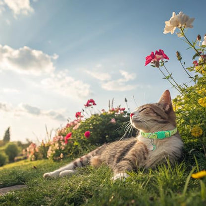 BINGPET Breakaway Cat Collar with Bell, 3 Pack Cat Collars for Girl Cats, Cute Kitty Collars Accessories with Butterfly & Flower & Bee - color: Flower Garden-3pcs