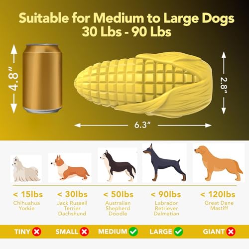 Dog Chew Toys for Aggressive Chewers,Idestructible Tough Durable Squeaky Interactive Dog Toys，Durable Dog Teeth Cleaning Toy for Medium Large Breeds，Corn Stick Toy (Yellow) - size: Yellow