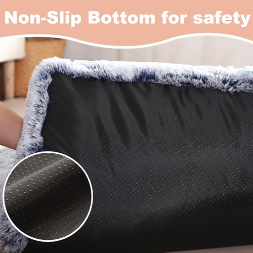 Bedfolks Waterproof Crate Bed With Removable Washable Cover, Plush Faux Fur Pad for Medium Dogs, Fluffy Kennel Bed 29"x21", Dark Blue - color: Dark Blue, size: Medium(29x21'')
