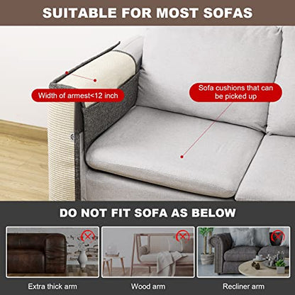 Upgraded Cat Scratch Sisal Sofa Protector,Furniture Couch Protector from Cat Scratching with Natural Sisal Full Cover 27.5''L*19.7''W(Right Hand) - color: White Sisal Armrest