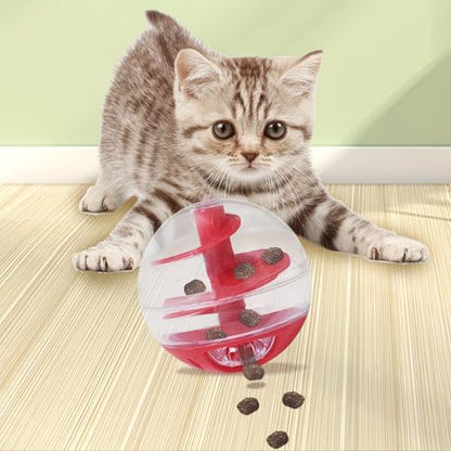 Cat Slow Feeder Puzzle Ball - Interactive Treat Dispenser Toy for Cats, Helps Relieve Boredom, Promotes Healthy Eating, Reduces Fast Eating, Cat Food Puzzle Ball