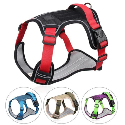 Chesoon Tactical Harness Leash Set Escape Proof Comfort Mesh Reflective Vest with Handle Large Breed 30.8-49.6lb / 14.0-22.50kg Blue - color: Blue, size: L