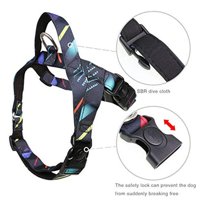 iChoue French Bulldog Harness Adjustable Padded Locked Buckle with Handle for Frenchie Pug English Boston Terrier Dogs, Shooting Stars, Small - color: A Harness Stars, size: Small ( 5 - 25 lbs )