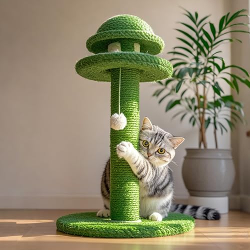 PowerKing Natural Sisal Replacement Scratching Post, 15.7'' 2 Pieces M8 Cat Scratch Post Refill Pole Parts for Refurbishment, Include Screws (Green) - color: Green, size: 15.7''+15.7'' (2.67''Thick)