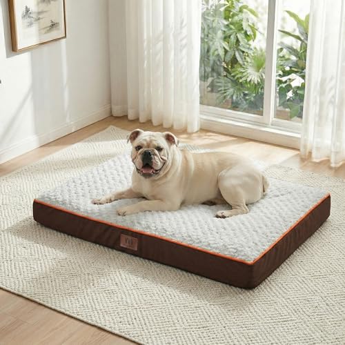 WESTERN HOME WH Medium Dog Bed for Medium Size Dogs, Orthopedic Pet Bed Waterproof Mattress with Removable Washable Cover, Thick Egg Crate Foam Dog Bed with Non-Slip Bottom - color: Brown, size: Egg Crate Foam Medium (30" x 20" x 3")