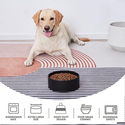 8'' Ceramic Dog Bowl - 70Oz, Heavy Duty, Non-Slip, Dishwasher Safe, Modern Style, Food Grade Stoneware Pet Bowl, Black - color: Bowl - Black, size: 8 inch