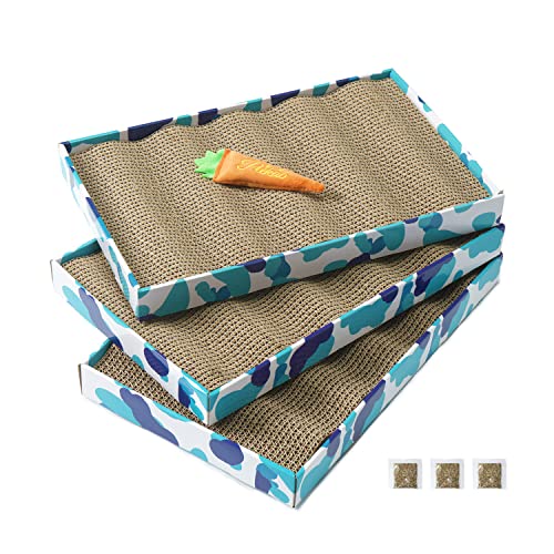 PEEKAB Cat Scratcher Cardboard Reversible Scratching Board Kitty Corrugated Scratching Pad Bed Catnip Included XXL 3PCS - size: XL-3pcs