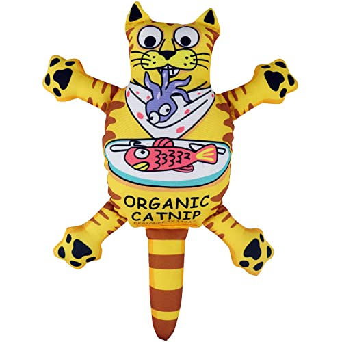 TTcat Organic Catnip Pillow for Indoor Cat and Kitten,Cat Crinkle Kicker Toy Chew Toy,Yellow - color: Yellow Cat