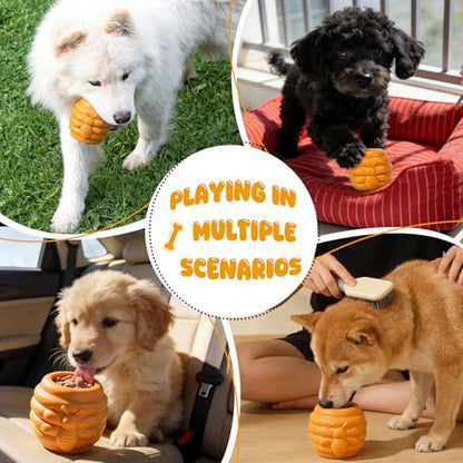 Gemscream 1 Pack Large Dog Toys for Aggressive Chewers, Dog Treat Dispensing Toy to Keep Them Busy, 2-in-1 Fillable Holder with 2 Cups and Food-Dispensing Lids for Large Medium (Yellow) - color: Yellow