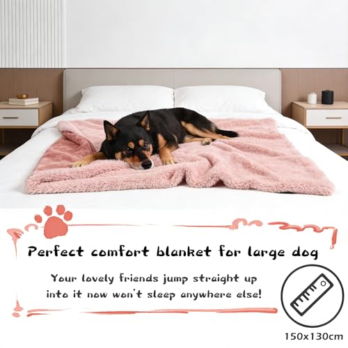 Pink Large Dog Blanket, Super Soft Fluffy Sherpa Fleece Dog Couch Blankets and Throws for Large Medium Small Dogs Puppy Doggy Pet Cats, 50x60 inches - color: Pink