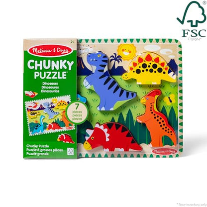 Melissa & Doug Dinosaur Wooden Chunky Puzzle (7 pcs) - FSC Certified - style: Dinosaur