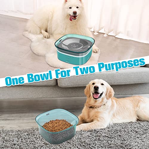 UPSKY 70oz Dog Water Bowl 2L No Spill Dog Bowls Large Capacity Spill Proof Slow Water Feeder, No Splash Dog Bowl Pet Water Dispenser Vehicle Carried Travel Slow Drinking Bowls for Messy Drinkers, Cats - color: E-Green, size: 2 L