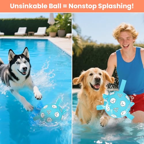 Dog Toy Soccer Ball with Grab Tabs, Durable Dog Soccer Ball, Dog Birthday Toys for Medium & Large Dogs, 8 Inch - color: Pale Blue, size: Large-8 Inch