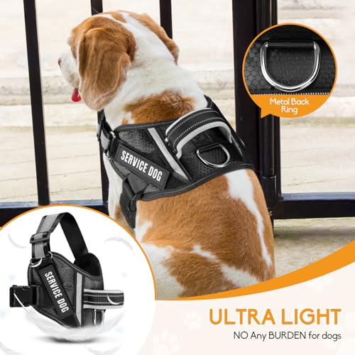 Service Dog Vest Harness and Leash Set, Animire in Training Dog Harness with 10 Dog Patches, Reflective Dog Leash with Soft Padded Handle for Small, Medium, Large, and Extra-Large Dogs (Black,S) - color: Black, size: S
