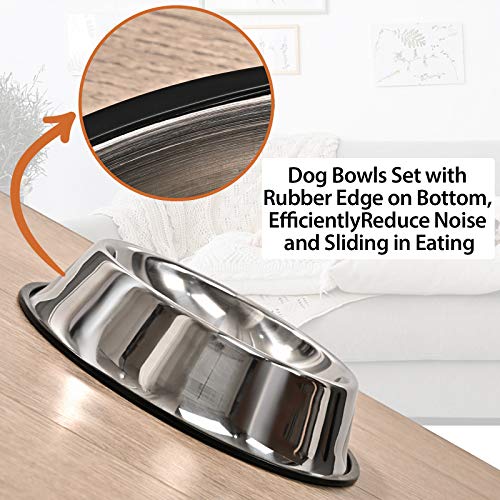 2Packs Stainless Steel Dog Bowl with Anti-Skid Rubber Base for Small/Medium/Large Pet, Perfect Dish, Pets Feeder and Water Choice Puppy Cat Kitten (8oz) - size: 8oz