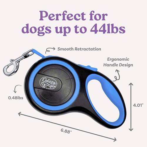 Retractable Dog Leash for Small, Medium & Large Dogs – Heavy-Duty, Tangle-Free, Reflective, 16FT Long, Anti-Slip Soft Handle with One-Hand Brake - 44 LBS /16FT - Small - Blue - color: Blue