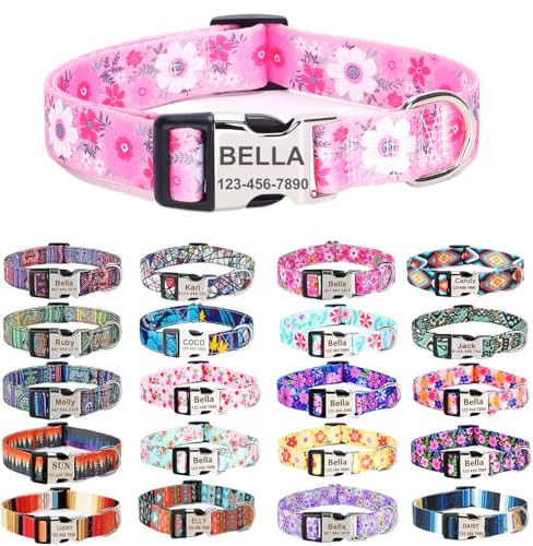 Personalized Dog Collar with Engraved Name & Phone Number,Custom Girl Boy Collar with Quick Release Half-Metal Buckle,No Dangling ID Tag, Pet Collars for Puppy Small Medium Large Dogs, XS-XL - color: Buckle