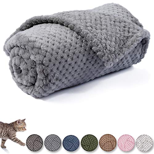 Warm Soft Fuzzy Dog or Cat Blanket, Plush Fleece Throws for Bed, Couch, Sofa, Travel (M/32" x 40", Grey) - color: Grey, size: M/32" x 40"