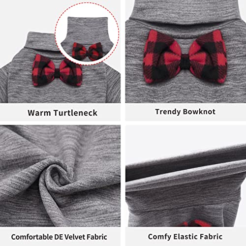 KYEESE Dog Pajamas for Small Dogs Turtleneck Stretchy Pet Pjs Dog Sweater Super Soft Warm Material Pet Coats with Bowtie Dogs Onesie Cold Weather Coat, Grey,S - color: 08# Grey, size: Small (6-10lbs)