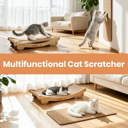 Ordora Cat Scratcher & Mat Set: 31.5" Extra Large Cat Scratch Pad&Bed – Cat Wall Scratcher Protects Sofas and Furniture – Ideal for Indoor Cats to Scratch and Rest - size: Extra Large scratcher+mat