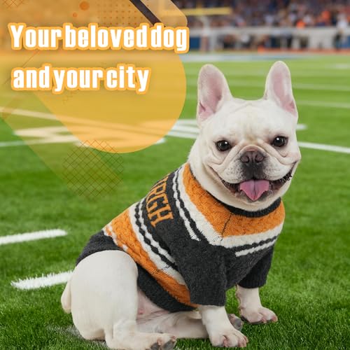 Pittsburgh Small Dog Sweater Football Theme Turtleneck Knit Dog Sweaters for Small Pets Warm Winter Cat Dog Clothes - color: black&yellow, size: Medium