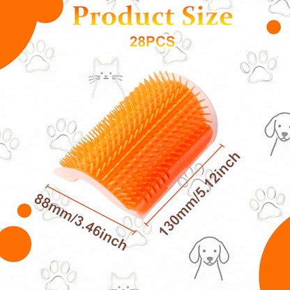 4 Pcs Cat Corner Brush, and Cat Self Grooming Brush with Mint, Corner for Cats to Scratch and Groom, Pet Wall Mounted for Stress Relief and Fur Care
