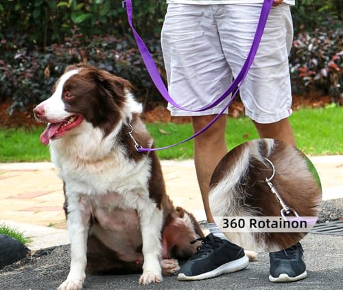 AMAGOOD Dog/Puppy Obedience Recall Training Agility Lead-15 ft 20 ft 30 ft 50 ft Long Leash-for Dog Training,Tie Out,Play,Safety,Camping (15Feet x 1Inch, Purple) - color: Purple, size: 1" x 15ft