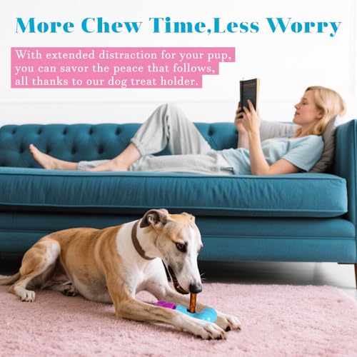 Bully Stick Holder for Medium/Large Dogs - Anti-Choking, Prevents Swallowed Ends - Nylon Dog Chew Toy - Dishwasher Safe, Pink - color: Blue