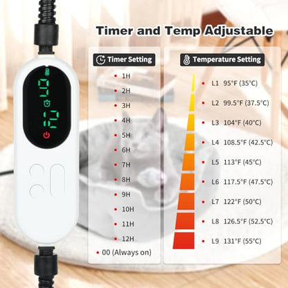 Heated Cat Bed Indoor, 18.5" Soft Heated Pet Bed for Indoor Cats with Timer and Temp Adjustable, Warming Cat Bed Heating Pad for Small to Large Cats Kitten