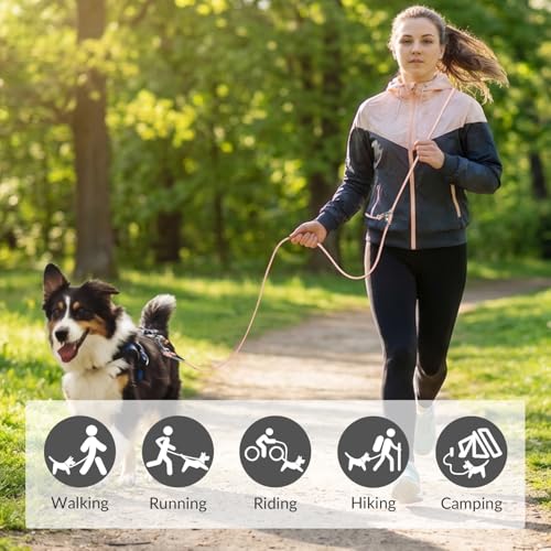 8.2ft Hands Free Dog Leash,Versatile Waist & Crossbody Lead for Medium Dogs,Waterproof & Adjustable for Running Jogging Walking, 360° Swivel Metal Buckle (Pink) - color: Pink