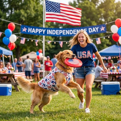 Talltalk 5 Pack 4th of July Dog Cooling Shirts Quick Dry Vest American Flag Mesh Breathable Instant Sun Protection Cooling Dog Vest Patriotic T-Shirts for Holiday Party Outdoor Walking Hunting(M) - size: M