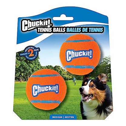 Chuckit! Dog Tennis Ball Dog Toy, Medium (2.5 Inch Diameter) for dogs 20-60 lbs, Pack of 2 - size: Medium - Pack of 2