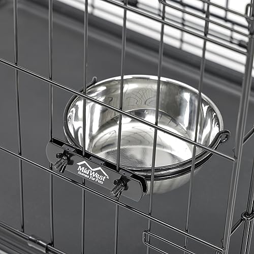 MidWest Homes for Pets Snap'y Fit Stainless Steel Food or Water Bowl, Holds 2 Quarts, Mounts to Wire Crates, No-Tip Design, Rust-Resistant, for Large Dogs and Cats - size: 2 Quarts (8 Cups)