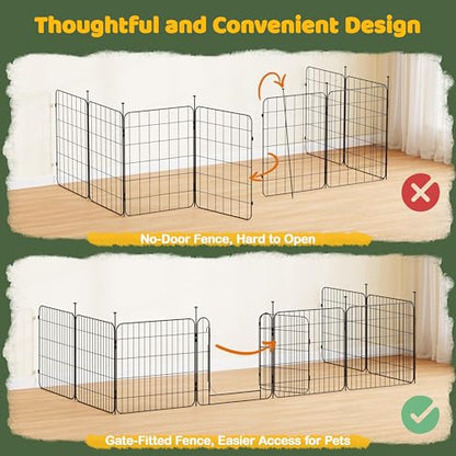 Yaheetech Dog Playpen for Puppy/Small Dogs, Foldable Pet Pen Expandable Fence with Door for Indoor/Outdoor Use, 24 Inch 8 Panels, Black - size: 24 inch