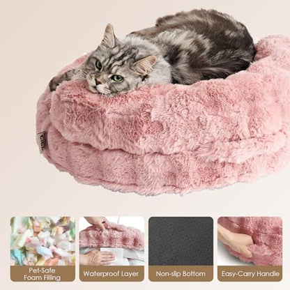 EHEYCIGA Dog Bed Medium Size Dog, Fluffy Small Dog Couch with Removable Washable Cover, Bolster Pet Sofa, Waterproof and Non-Slip, 30" x 30"x 8.5", Pink - color: Pink, size: 30"L x 30"W x 8.5"Th