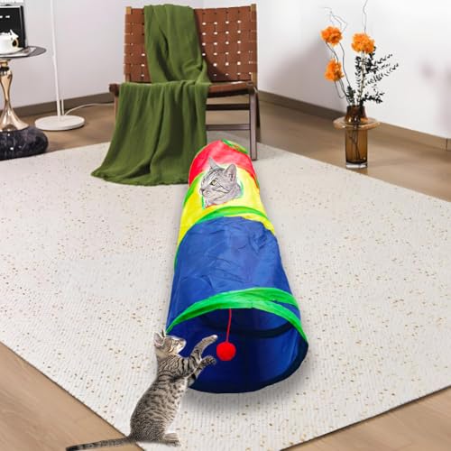 Cat Tunnel Tube Toys，Tunnels for Indoor Cats, Collapsible Interactive Toy with Balls for Rabbits, Kittens, Ferrets, Puppy (2 Way Mushroom) - color: 2 Way Mushroom