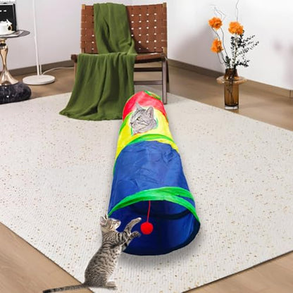 Cat Tunnel Tube Toys，Tunnels for Indoor Cats, Collapsible Interactive Toy with Balls for Rabbits, Kittens, Ferrets, Puppy (2 Way Mushroom) - color: 2 Way Mushroom
