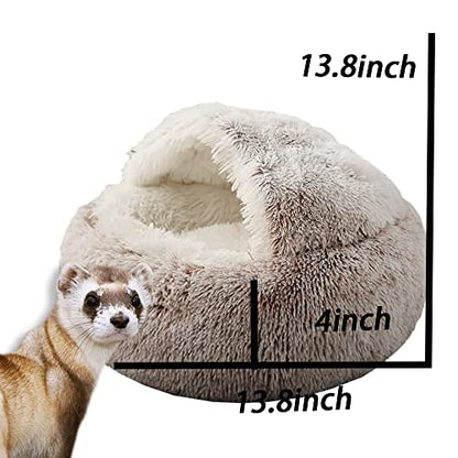 Ferret Bed Cave Bed and Hideout，Ferret Hideaway Bed Accessories for Cage(Brown) - color: Coffe