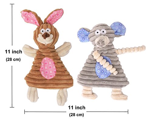 No Stuffing Dog Toys with Squeaker, Durable Dog Chew Toys, Small Dogs & Puppies, Rabbit & Elephant - size: Rabbit & Elephant
