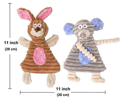No Stuffing Dog Toys with Squeaker, Durable Dog Chew Toys, Small Dogs & Puppies, Rabbit & Elephant - size: Rabbit & Elephant