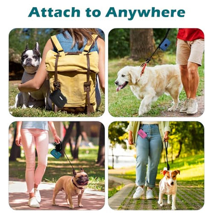 Dog Poop Bag Holder, Portable Pet Waste Bag Dispenser, 2 Pouches for Treats and Walking Accessories, Fit All Leashes, Includes 1 Roll of Dog Poop Bags (Lagoon Blue) - color: Lagoon Blue